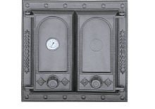 1518 Дверца двустворчатая глухая с термометром DW8T чугунная Halmat 470х475 мм