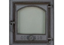 SVT 410 Чугунная каминная дверца герметичная правая, со стеклом, 1 створка, 325*290 мм